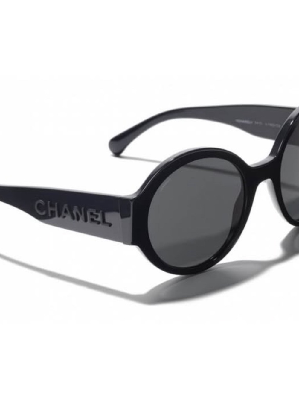 CHANEL Black Round Logo Temple Sunglasses